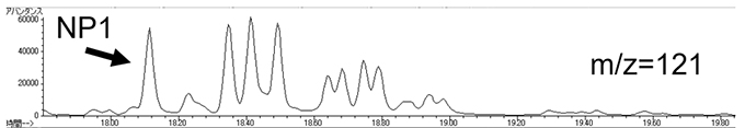 ノニルフェノールのSIMクロマトグラムm/z=121